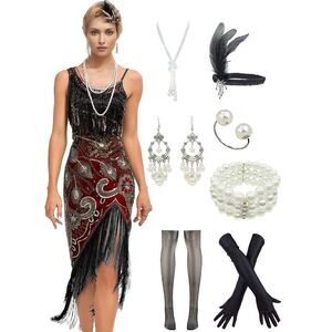2295 1920s Flapper Gatsby Sequined Beads Peacock Pattern